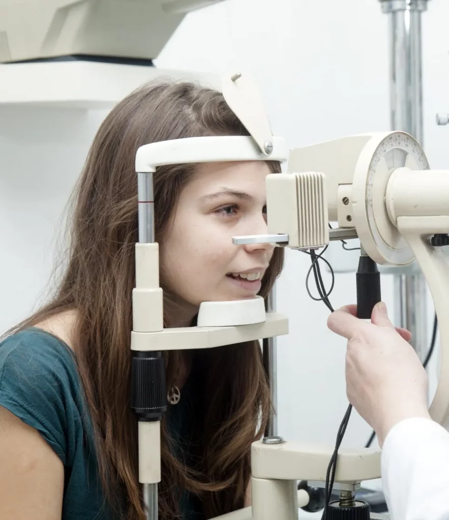 Young woman getting an eye exam